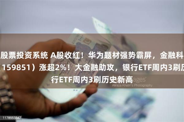 股票投资系统 A股收红！华为题材强势霸屏，金融科技ETF（159851）涨超2%！大金融助攻，银行ETF周内3刷历史新高