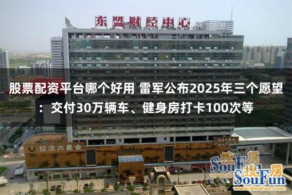 股票配资平台哪个好用 雷军公布2025年三个愿望：交付30万辆车、健身房打卡100次等