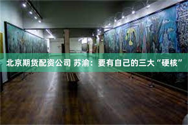 北京期货配资公司 苏渝：要有自己的三大“硬核”